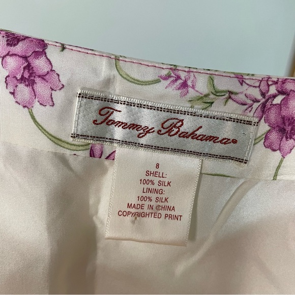 Tommy Bahama Silk Pink & White Floral Mixed Print Tiered Sample Skirt 8 - Picture 7 of 7